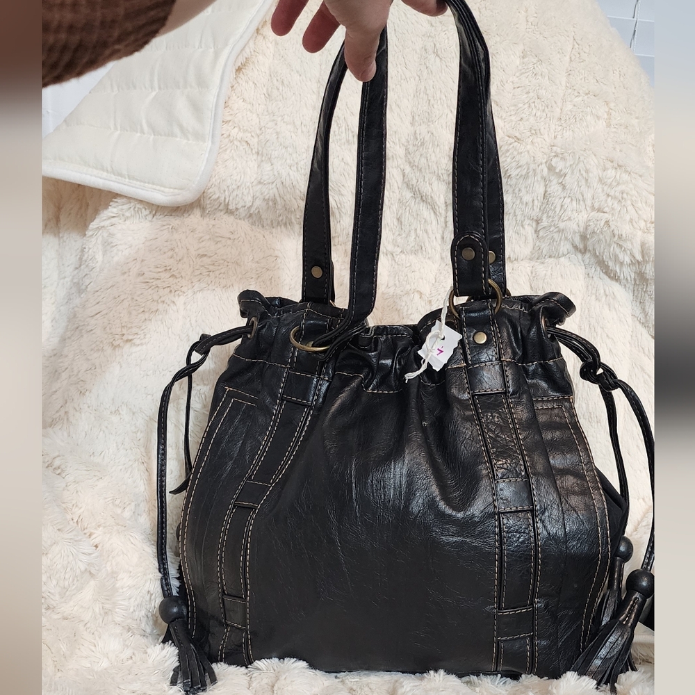 Elegant Black Leather Tote Bag